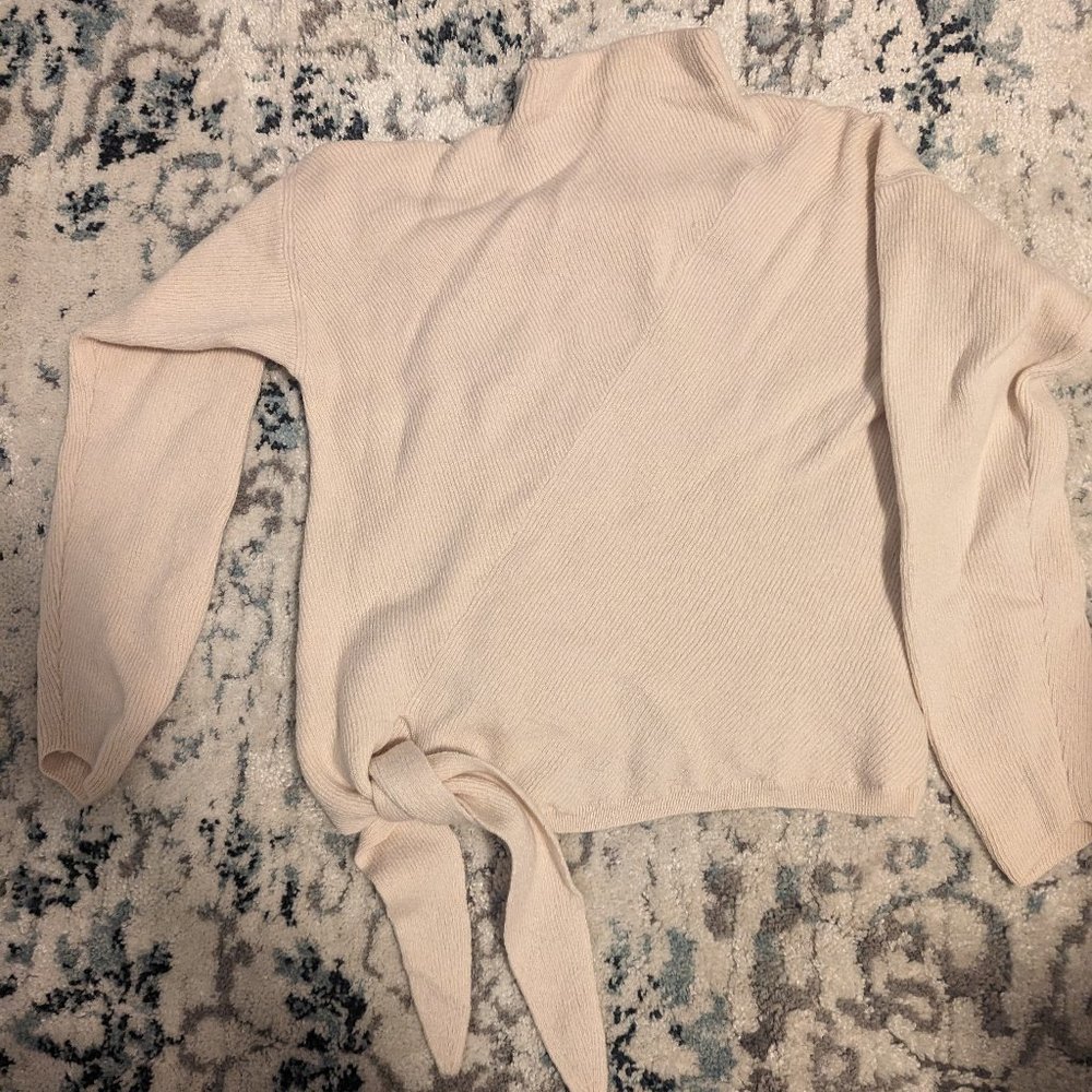 Rebecca Taylor Sweater Ivory Womens Tie Mock Neck